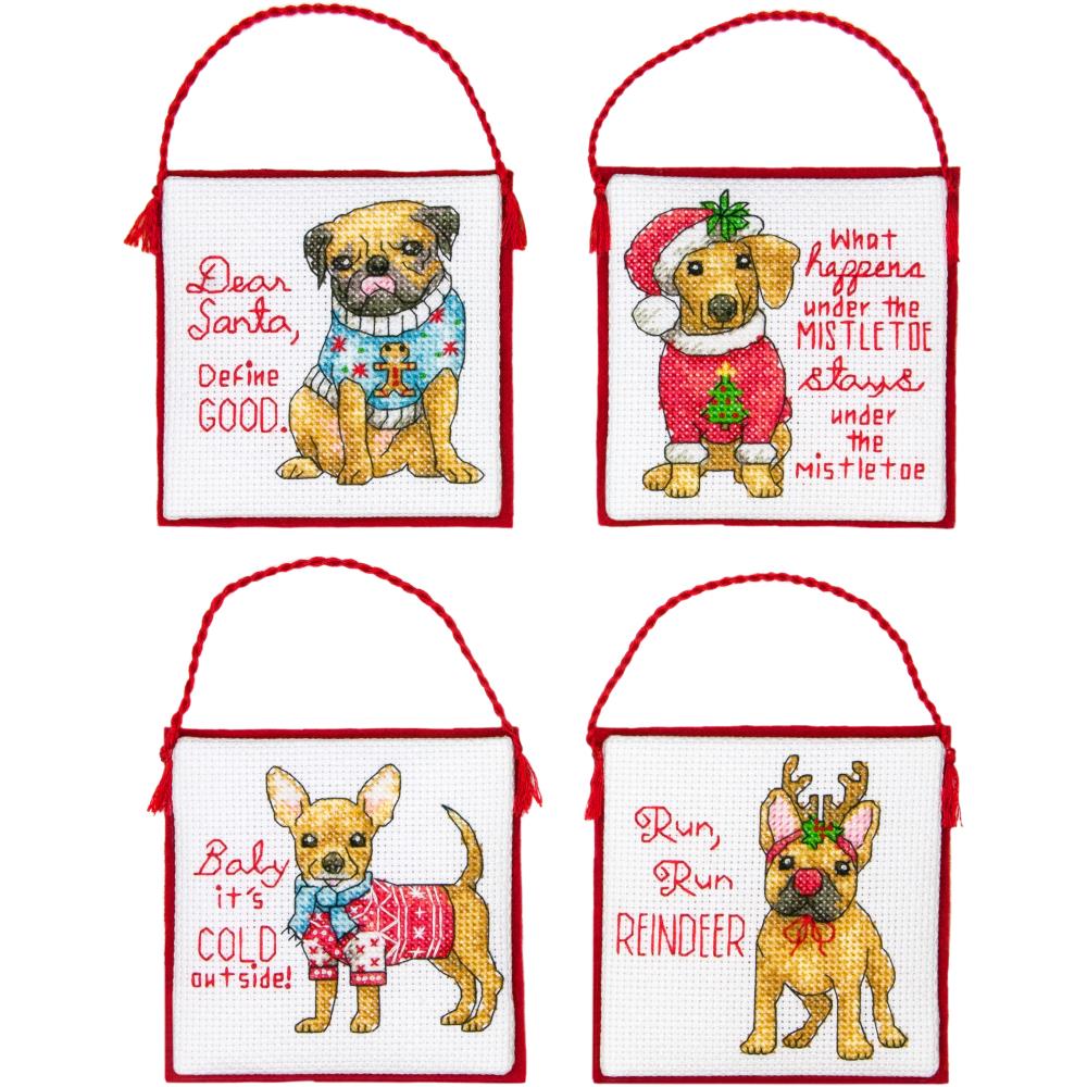 Christmas Pups Ornaments Counted Cross Stitch Kit